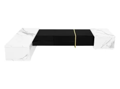 Online Suporte para TV com comprimento ajustável (140-260 cm), modelo baixo com função giratória, acabamento em mármore, . Preto