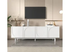 Móvel De Tv| Suporte para TV com divisórias ajustáveis, para sala de estar, sala de jantar e quarto, , 175x38x56 cm Branco