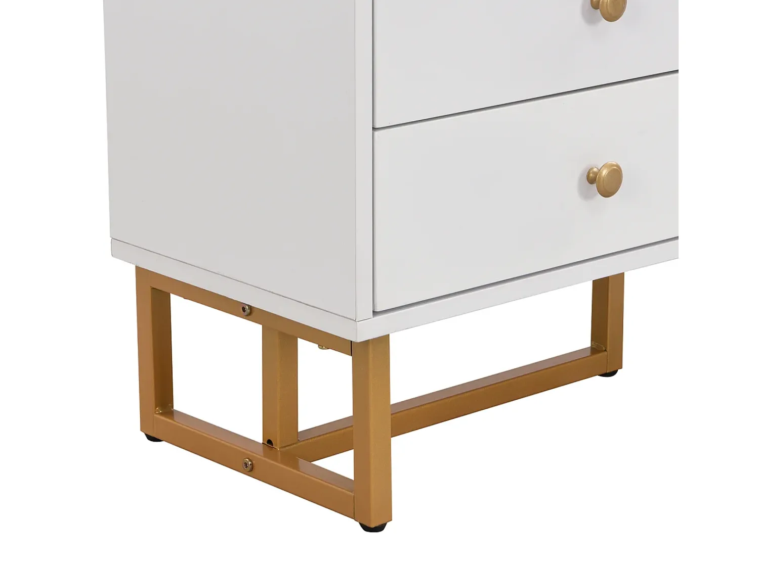 Móvel De Tv| Suporte para TV com espaço de armazenamento, 2 portas e 4 gavetas, suporte baixo para TV, pés e puxadores dourados, Branco