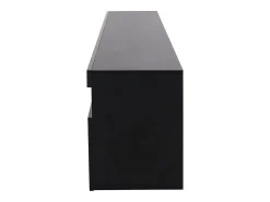 Móvel De Tv| Suporte para TV com espaço de armazenamento, 3 portas e 2 prateleiras de vidro, com iluminação LED ajustável, . Preto