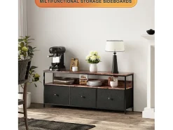 Móvel De Tv* Suporte para TV com iluminação LED, com 3 gavetas - compartimentos abertos - para sala de estar - , 108 x 29,8 x 57 cm Preto