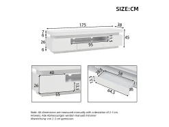 Outlet Hauss Spole Suporte para TV com iluminação LED, 2 portas em forma de L e uma gaveta - acabamento brilhante - Branco