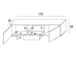 Móvel De Tv|Dmora Suporte para TV Darrighin, Suporte para TV para sala de estar, Aparador baixo para sala com 2 portas e 1 gaveta, 100% Made in Italy, 170x42h48 cm, Branco