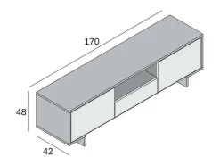 Móvel De Tv|Dmora Suporte para TV Darrighin, Suporte para TV para ala de etar, Aparador baixo para ala de etar com 2 porta e 1 gaveta, 100% Made in Italy, 170x42h48 cm, e Bege Branco