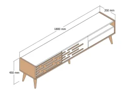 Sale Dmora Suporte para TV Dbrunozz, CreDenza de sala, Armário baixo para TV, Base de parede equipada, 180x45h35 cm, e Nogueira Branco