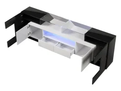 Móvel De Tv| Suporte para TV de 200 cm - Suporte para TV baixo e elegante - Acabamento brilhante com iluminação LED - Superfície de vidro estilosa - Preto