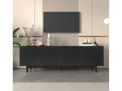 Suporte para TV de 175 cm, móvel para televisão com 4 portas sem puxadores e prateleiras ajustáveis, .^ Móvel De Tv
