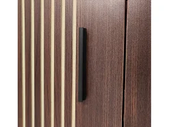 Móvel De Tv| Suporte para TV de 200 cm, móvel moderno para TV com iluminação LED, 3 portas listradas e 1 porta de vidro, estrutura metálica. Preto