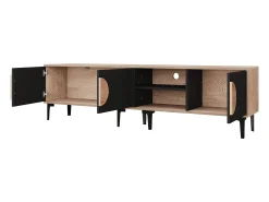 Discount Hauss Spole Suporte para TV de 80 polegadas com 3 portas - Cor e madeira Preto