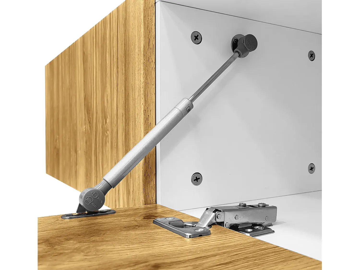 Móvel De Tv| Suporte para TV em madeira e branco - Suporte para TV com 2 portas retráteis e pés em metal - Arrumação aberta Natural claro