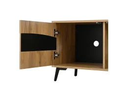 Móvel De Tv* Suporte para TV em madeira e preto - Suporte para TV com 4 portas e 8 pés - compatível com TVs até 75 polegadas Natural claro