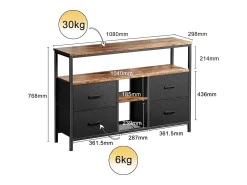 Móvel De Tv* Suporte para TV LED baixo, 108 x 30 x 77 cm, estrutura sólida em metal e madeira, móvel para TV, mesa para TV, Preto
