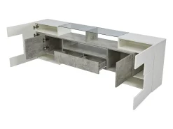 Outlet Suporte para TV LED, Móvel Alto para TV para Sala de Estar, com Espaço de Armazenamento, 200 x 30 x 60 cm, Branco e Cinza Cinzento
