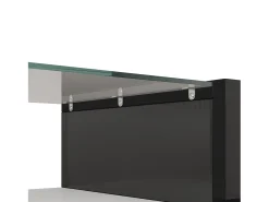 Móvel De Tv| Suporte para TV LED, móvel alto para TV de sala de estar, com espaço de armazenamento, 150 x 30 x 50 cm, branco e cinza. Preto