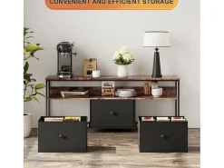 Móvel De Tv* Suporte para TV LED RGB – 3 gavetas vintage, estrutura de metal, prateleira ajustável, 137x30x57 cm Multicor