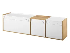 Móvel De Tv| Suporte para TV, painel baixo em madeira e , que pode ser montado na parede ou colocado no chão. Branco