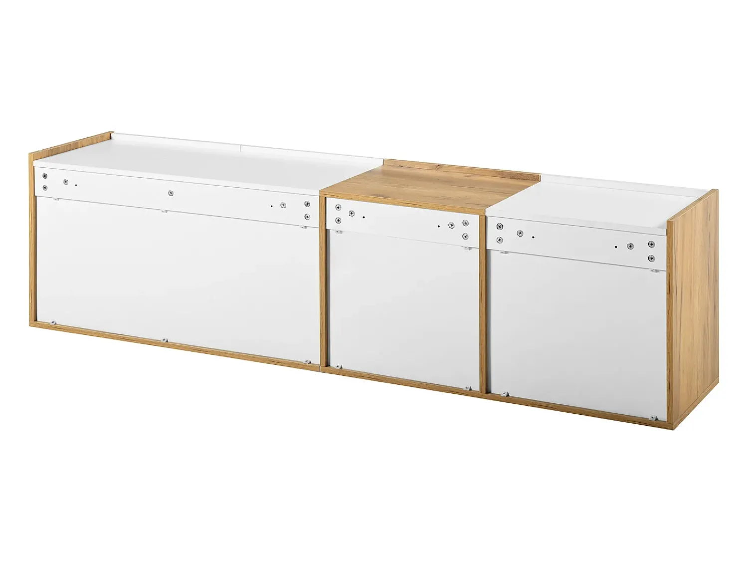 Móvel De Tv| Suporte para TV, painel baixo em madeira e , que pode ser montado na parede ou colocado no chão. Branco