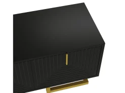 Móvel De Tv| Suporte para TV - Suporte para TV de 4 portas com puxadores dourados - para sala de estar Preto