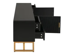 Suporte para TV - Suporte para TV para sala de estar com 2 portas texturadas e 4 gavetas - puxadores e pés dourados^ Móvel De Tv