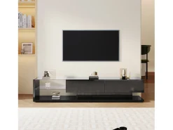 Suporte para TV - Suporte para TV para sala de estar com iluminação LED ajustável - 2 gavetas e espaço de arrumação aberto^ Móvel De Tv