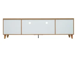 Suporte para TV/mesa de centro com 5 portas e 2 compartimentos abertos para sua sala de estar, 175 x 37 x 51 cm^ Móvel De Tv