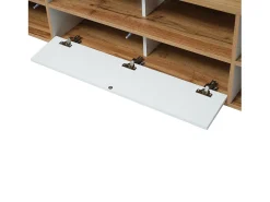 Suporte para TV/mesa de centro com 5 portas e 2 compartimentos abertos para sua sala de estar, 175 x 37 x 51 cm^ Móvel De Tv