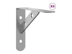 Prateleira|vidaxl Suportes prateleira 4pcs 15x2,5x11,5 cm aço inoxidável Prateado