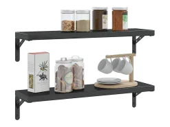 vidaxl Suportes prateleira 4pcs 20x2,5x14 cm aço inoxidável prateado Preto