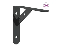 vidaxl Suportes prateleira 4pcs 20x2,5x14 cm aço inoxidável prateado Preto