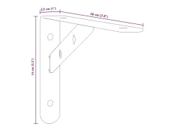 vidaxl Suportes prateleira 4pcs 20x2,5x14 cm aço inoxidável prateado Preto