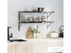 Prateleira| Suportes prateleira 4pcs 40x2,5x25 cm aço inoxidável PT251453 Preto