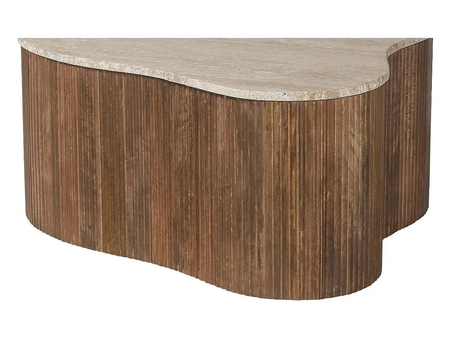 New Meublorama Table basse en bois massif collection DELHI 80cm - Style ethnique et design Castanho