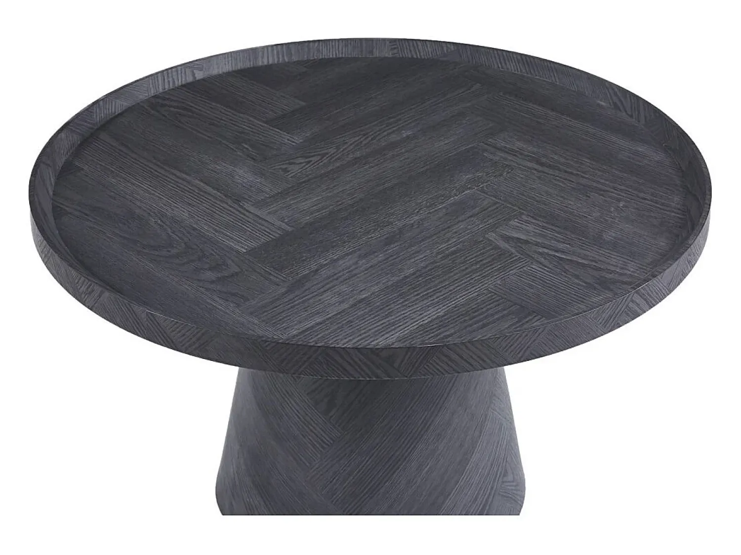 Mesa De Centro*Meublorama Table basse ronde collection CARVELA – Décor gris foncé – Bord relevé – D80 x H47 cm Cinzento