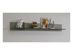 Meublorama Étagère murale 180cm coloris vert sauge et noir. Collection HAVANA.^ Prateleira