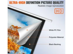 Móvel De Tv* Tela de Projeção Motorizada SucceBuy, 100 Polegadas, Razão de Aspecto 16:9, 4K e 1080 Elétrica Branco