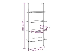 Prateleira|vidaxl Unidade 4 prateleiras 64x35x152,5 cm -escuro e preto Castanho