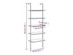 vidaxl Unidade 5 prateleiras 64x35x185 cm -escuro e preto Castanho