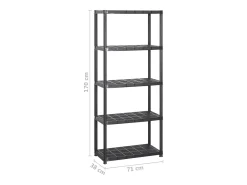 Prateleira| Unidade com 5 prateleiras 142x38x170 cm plástico PT697993 Preto