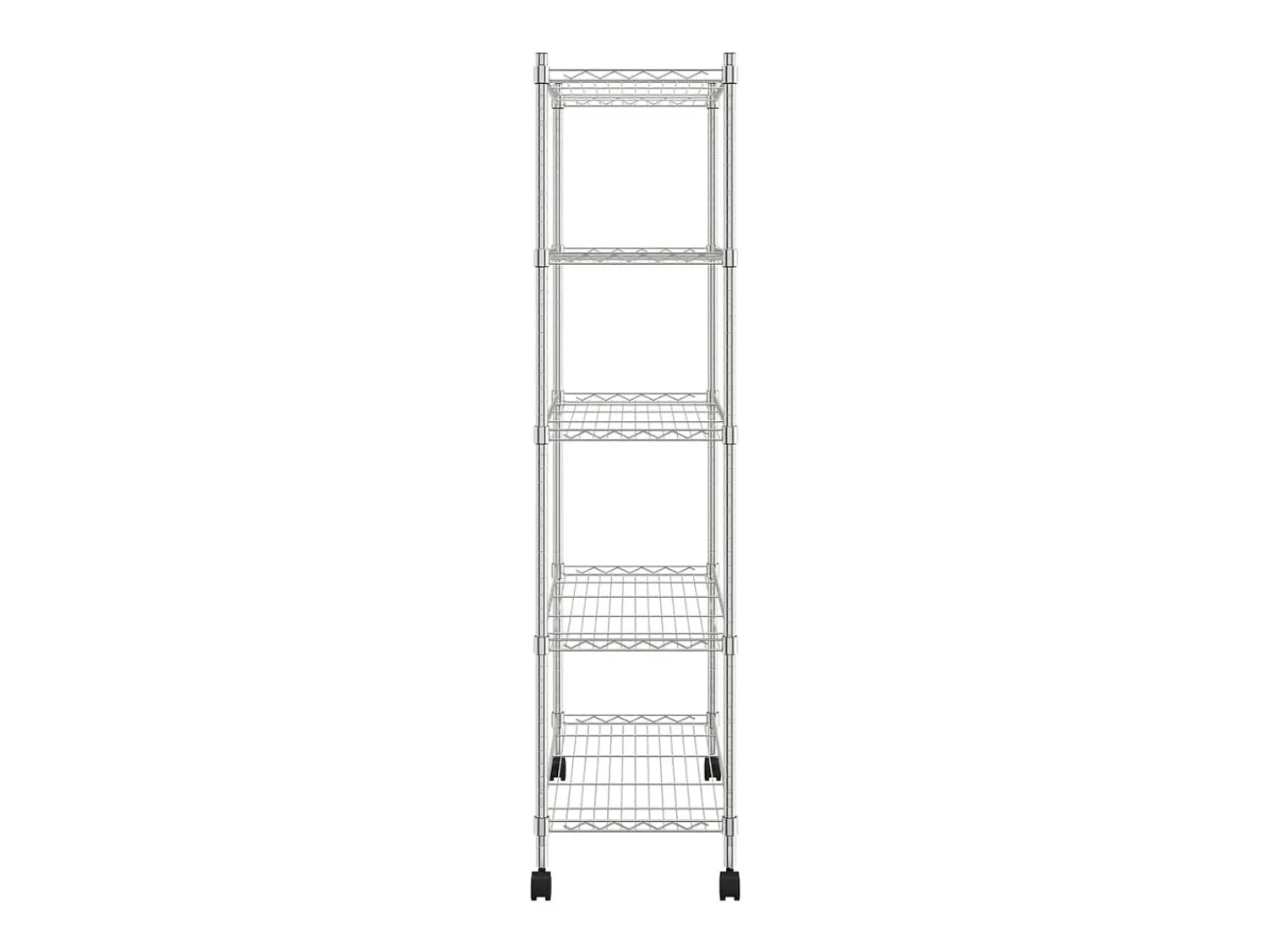 Clearance Unidade de 5 prateleiras com rodas 75x35x155 cm 250 Kg cromado PT760307 Prateado