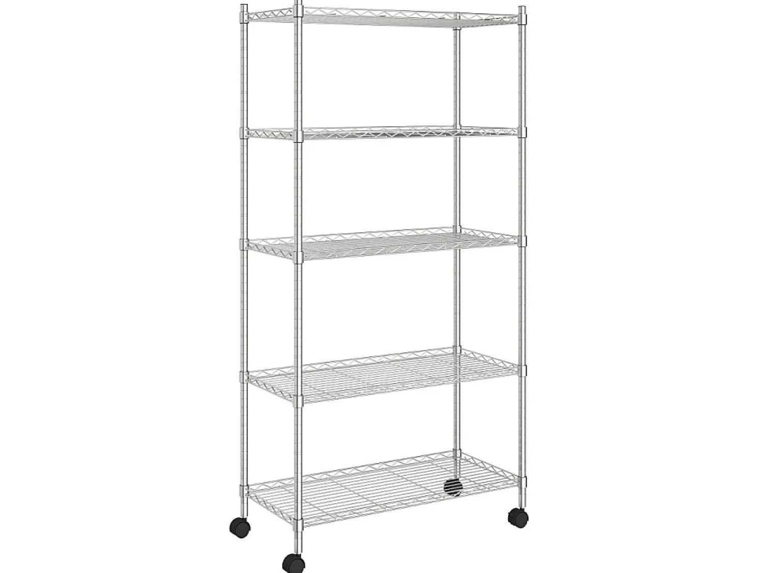 Clearance Unidade de 5 prateleiras com rodas 75x35x155 cm 250 Kg cromado PT760307 Prateado