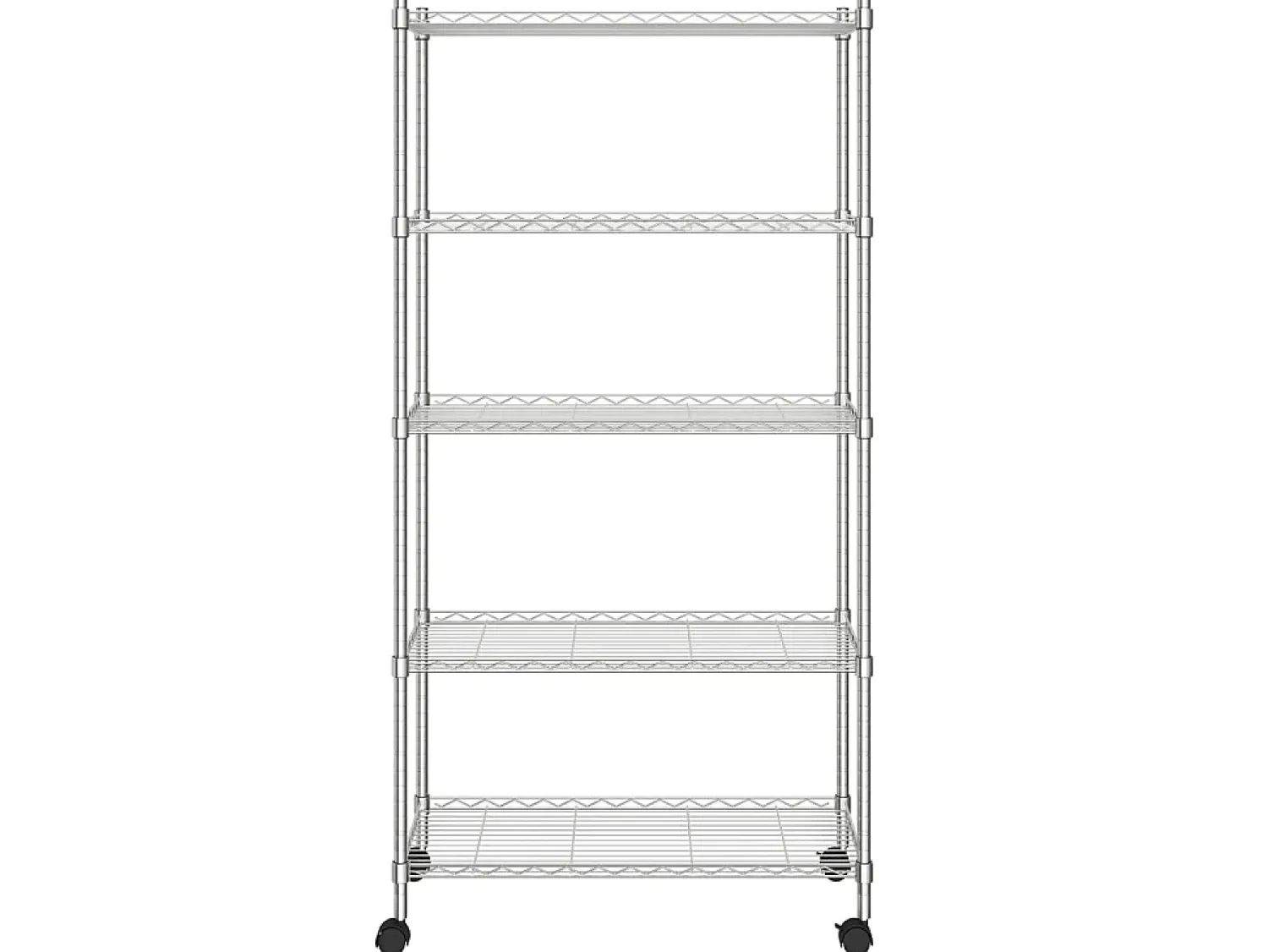 Clearance Unidade de 5 prateleiras com rodas 75x35x155 cm 250 Kg cromado PT760307 Prateado