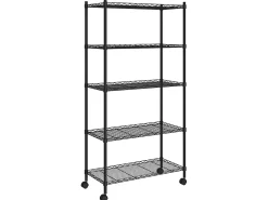 Prateleira| Unidade de 5 prateleiras com rodas 75x35x155 cm 250 Kg PT161805 Preto