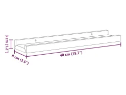 Prateleira|vidaxl Unidade de prateleiras com rebordo 2 pcs 40x9x3 cm MDF Branco