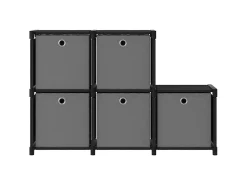 Prateleira* Unidade prateleira 5 cubos c/ caixas 103x30x72,5cm tecido PT154264 Preto