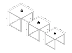 Mesa De Centro*VCM 3 pcs Set Mesa lateral | Mesa de centro simples | Mesa de sofá de metal e MDF | Mesa de centro - Glisal (Branco) Multicor