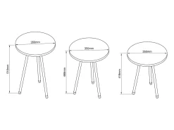 VCM 3 pcs Set side table | Tabela em design de óptica de mármore simples | Dimensões aprox. A. 42/47/52 x L. 34 x P. 34 cm | Mesa de estar - Mirola (Branco)^ Mesa De Centro