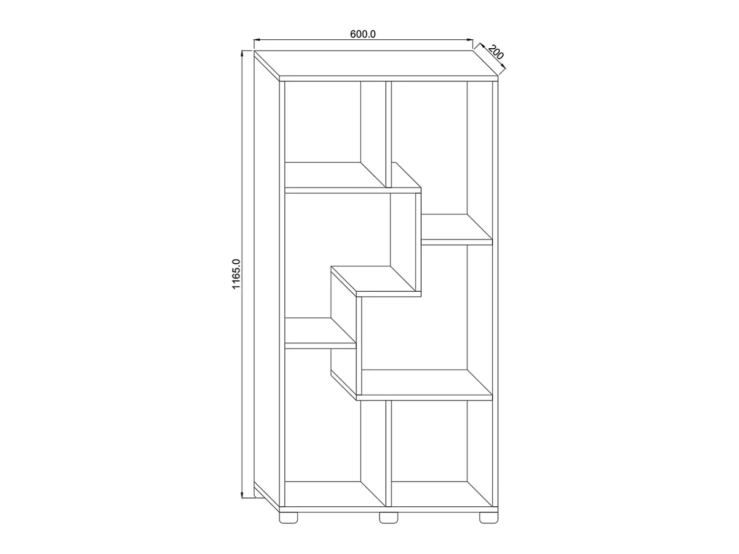 Prateleira*VCM Cômoda em madeira | Sideboard com prático divisor de mezanino | Divisor de salas | Dimensões aprox. A. 62 x L. 117 x P. 20 cm - Pintal (Branco) Multicor
