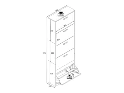 Outlet VCM Madeira Prateleira Kipper Sapato Prateleira Sapato Sapato Tipper 5 Flaps Halom XL (Branco) Multicor