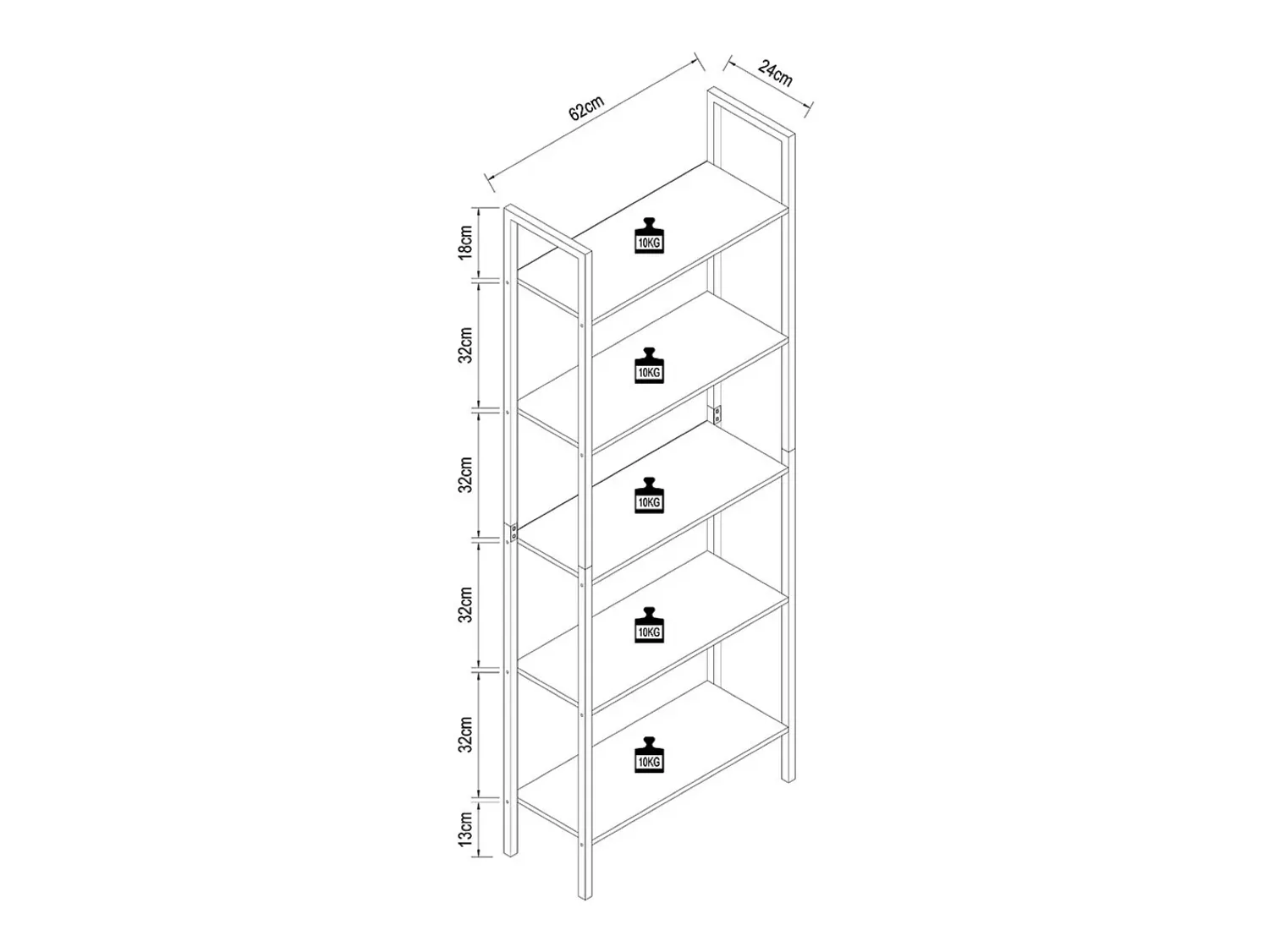 VCM Wood Metal Storage Stand Prateleira Estante Decoração Livros Stand Shelf Flakos 5 (Branco)^ Prateleira