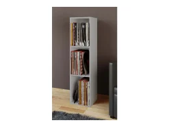 Clearance VCM Wood Records Shelf | Stand Shelf com 3 compartimentos para 100 Registros | Dimensões: A. 107 x L. 34 x P. 30 cm - Platto (Cinza) Multicor